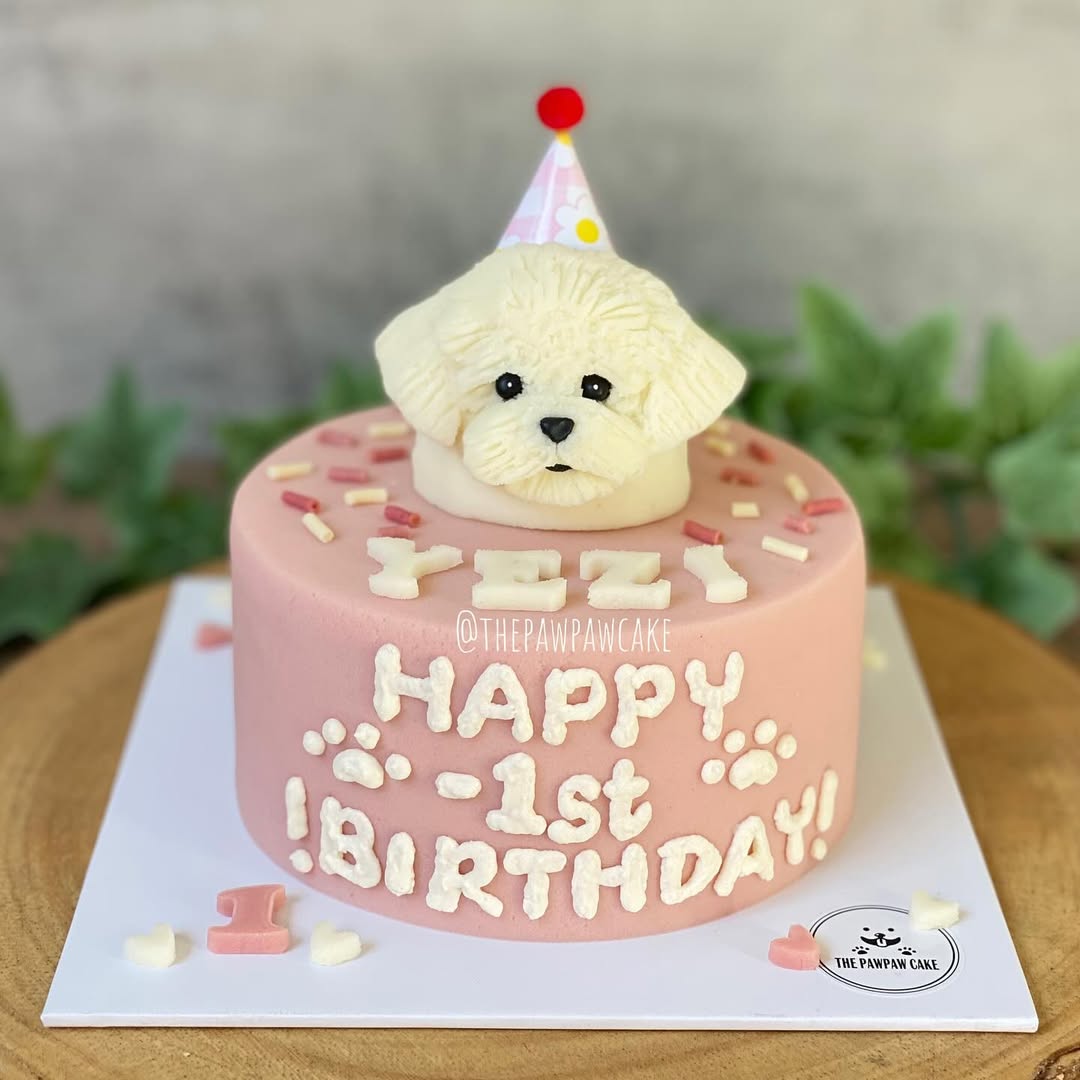 Dog figurine birthday cake